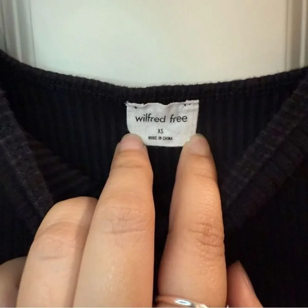 Wilfred Free Aritzia Square Neck Ribbed Mini Dress Black size XS Going Out - Picture 4 of 12